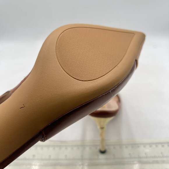 Milooey shoes Chocolate  Pointy Cap Toe Slingback Pumps Spiral High Heels Sandal - Picture 6 of 8